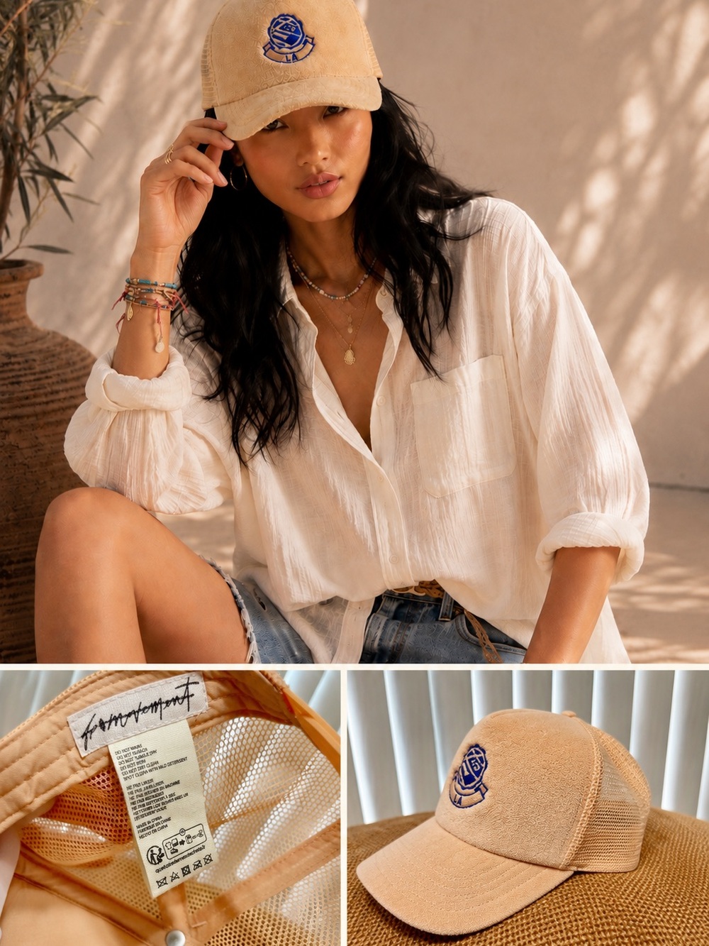 Free People Movement LA Dodgers Trucker Hat Snapback Soft Peach Embroidered - Picture 1 of 8